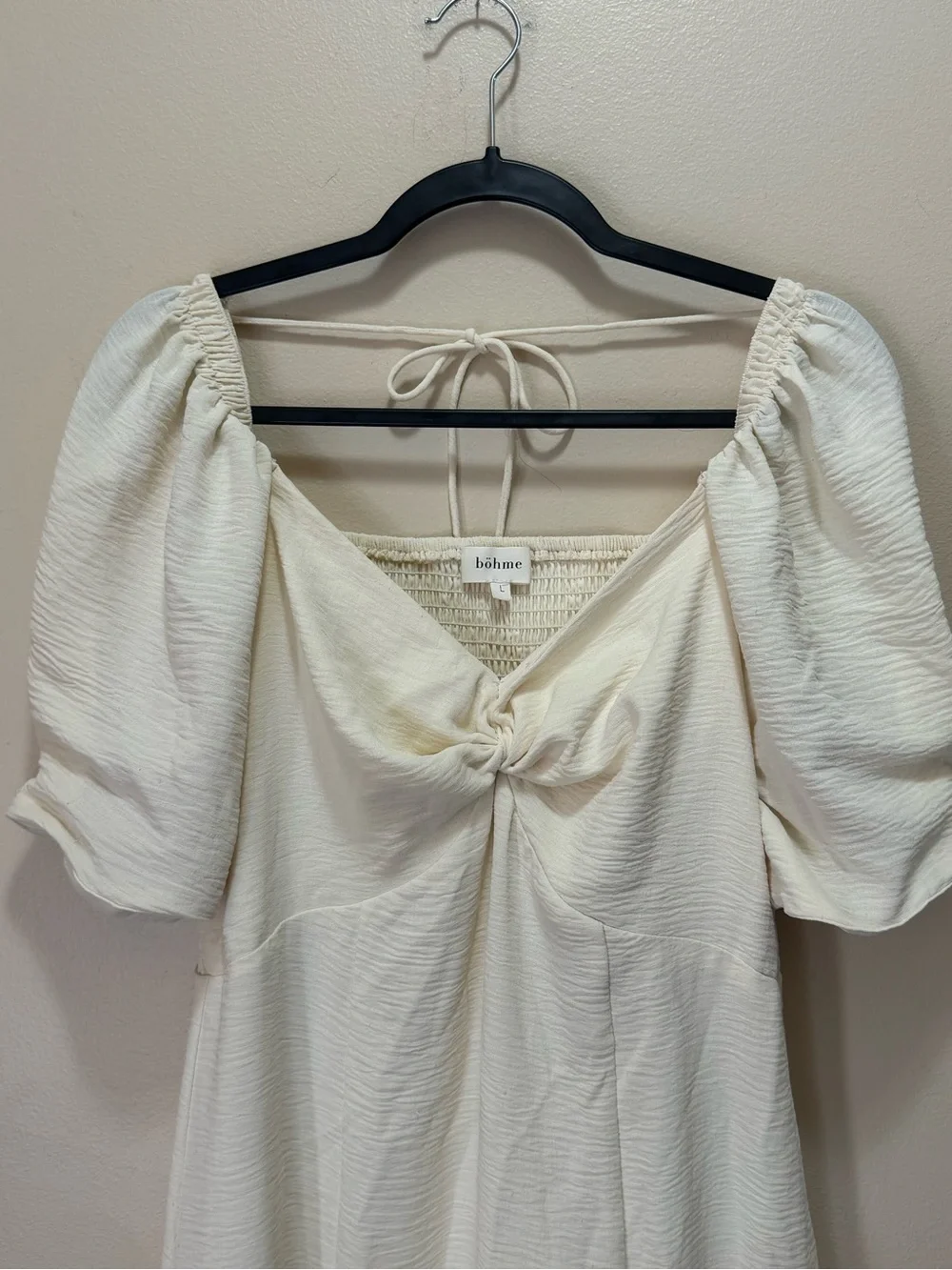 böhme Textured Cream Midi Dress